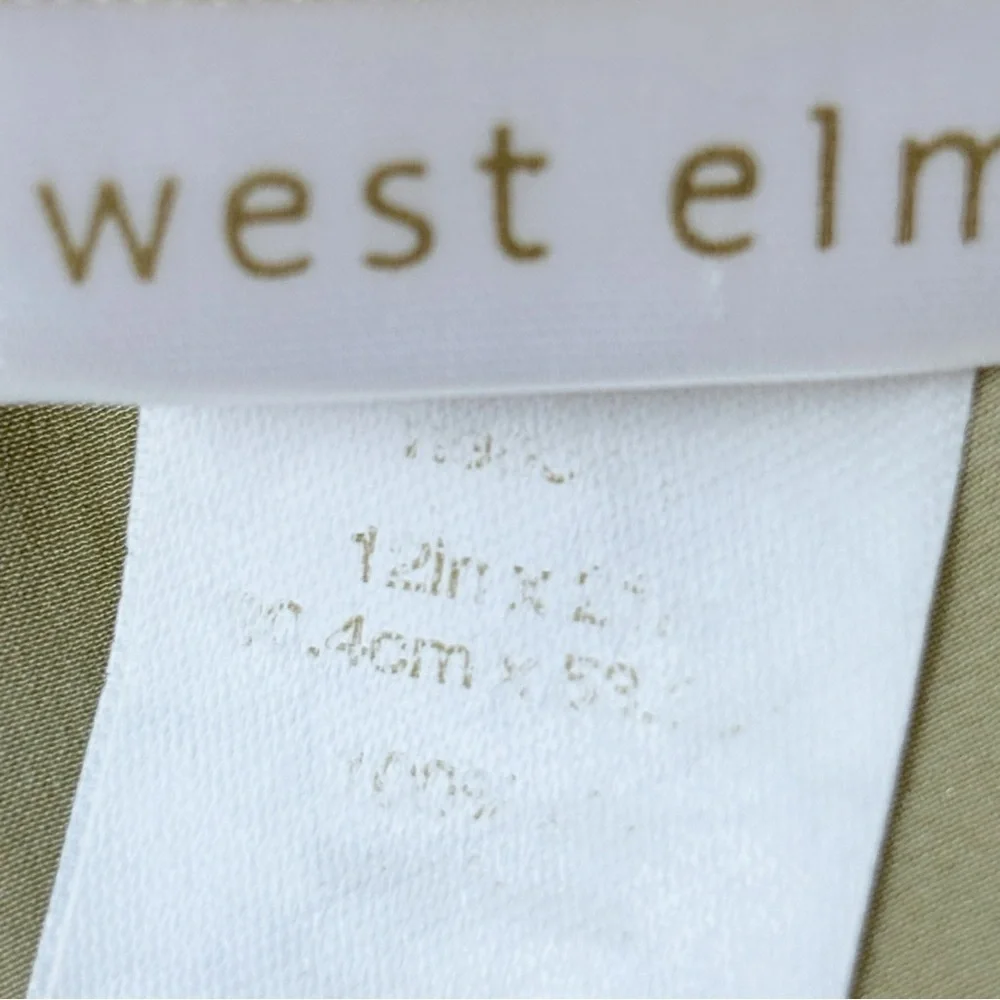 WEST ELM Green Abstract Print Lumbar Pillow Cover 100% Silk Zip Close 12” X 20”